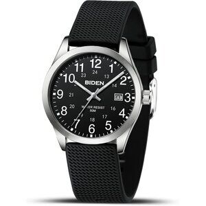 ⚡Silver Black Mens Watches Analog Quartz Sports Unisex Fashion Casual Designer